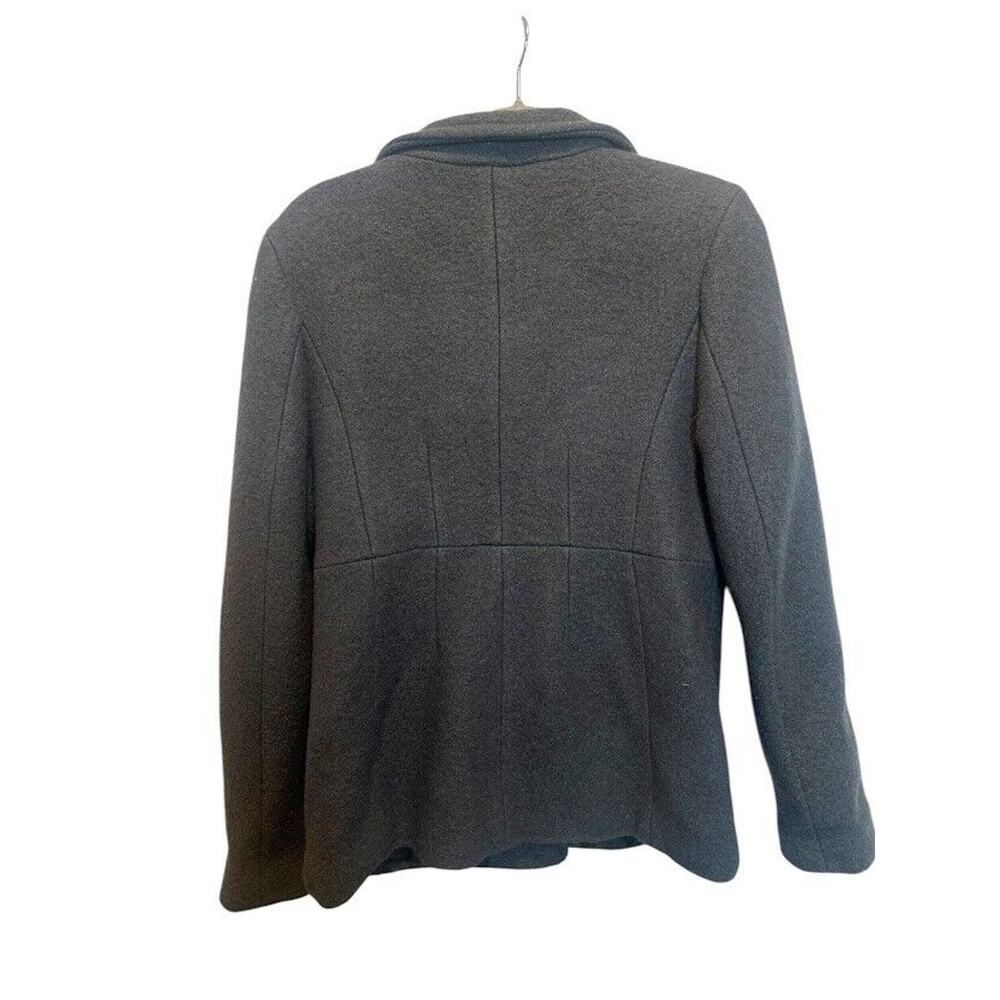 Lands' End Button Up Coat Jacket Womens Size 10 Grey Wool Blend Peacoat Office - Picture 3 of 6